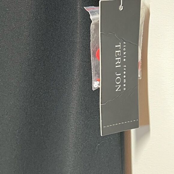 NWT rickie freeman Teri Jon Peplum Hem Embellished Collar Black Shift Dress Sz 6 - Picture 5 of 7